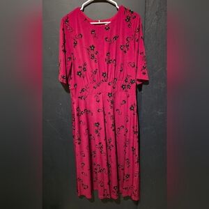 London Times Deep Pink Floral Dress Size 16